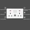 UK Electrical Socket 13A Dual USB Type-C 5V 2.1A Outlet with Switch Control Fast Charge Wall Power Socket 86x146mm