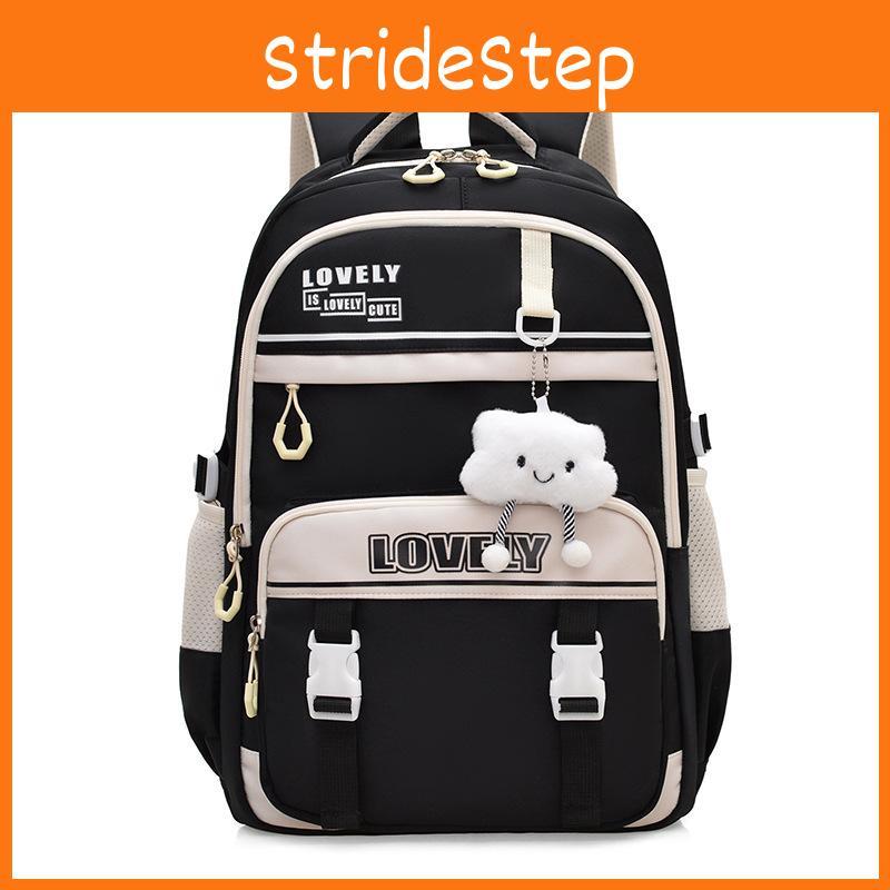 Capacity Large Simple Backpack With Letter Embroidery And Cloud Pendant Design
