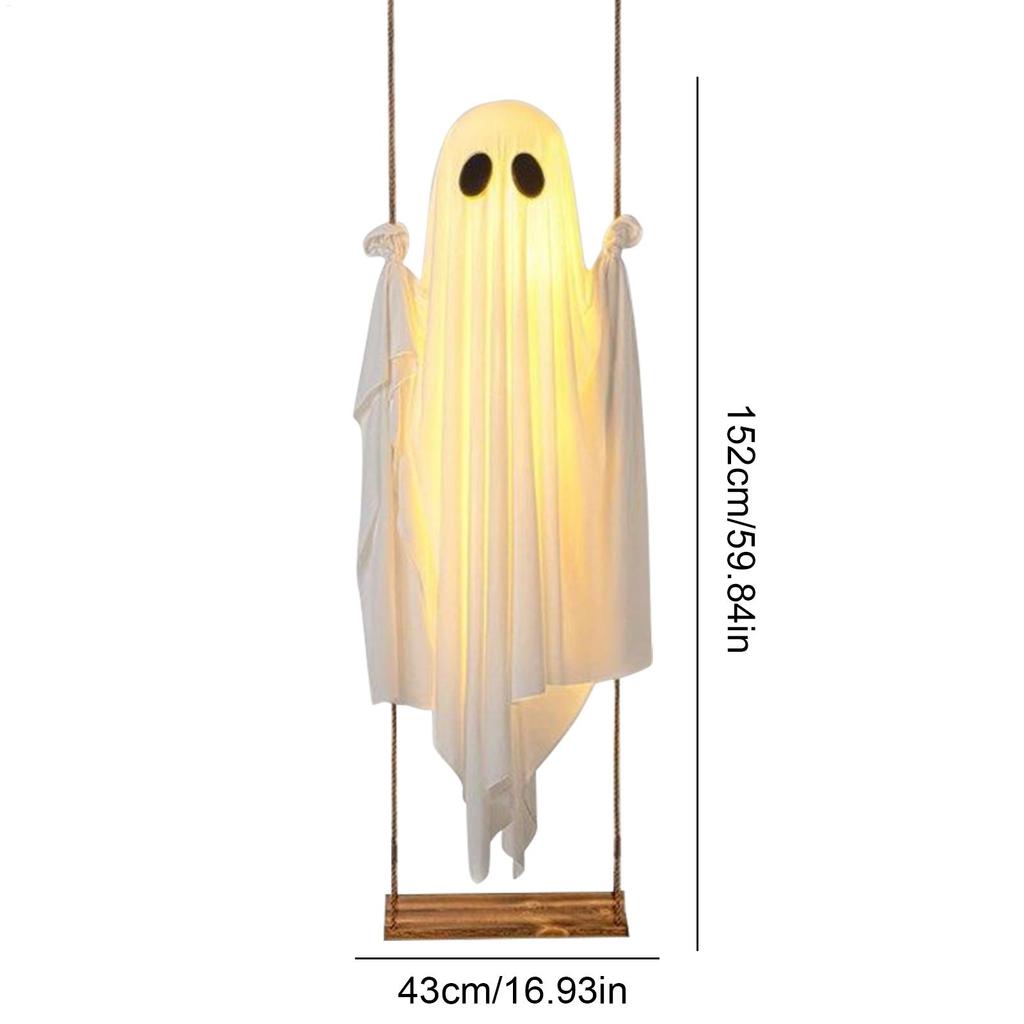 152x43cm Halloween Ghost Decorations Scary Ghost with Decorative Lights Halloween Props Hangable Yard Garden Home Decorations