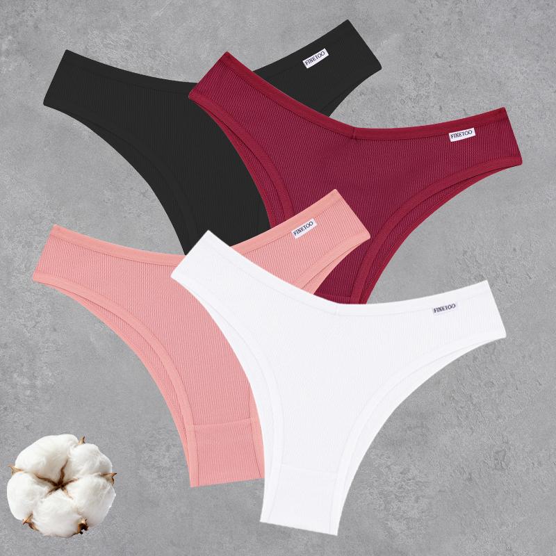 4PCS Seamless Cotton Bikini Panties For Women Sexy Low Waist Breathable Brazilian Pants Female Soft Intimate Lingerie