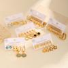 Dreiteiliges Set Ohrstecker für Damen, Hohl, Schleife, Blume, Herz, Edelstahl, Ohrstecker-Set, Großhandel Schmuck Geschenk