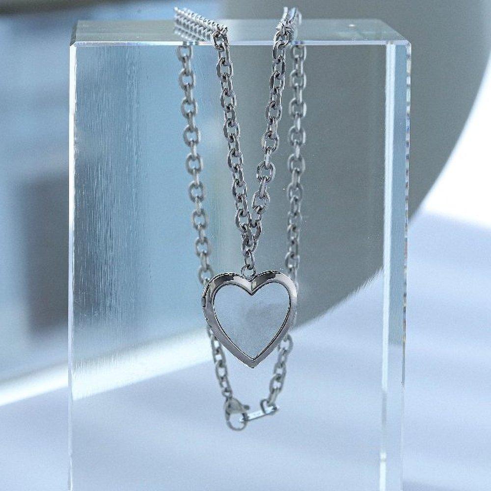 

Surgical Steel White Heart Mother-of-Pearl Necklace Tn009N (Webe242)