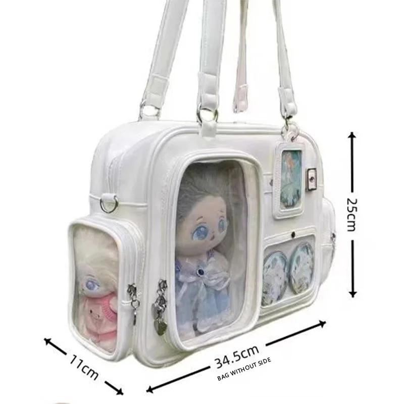 Japanese Tote Bag Transparent Multi-pocket Display Bag Large Capacity Itabag Zippered Fashion Crossbody Bag Concert Shoulder Bag
