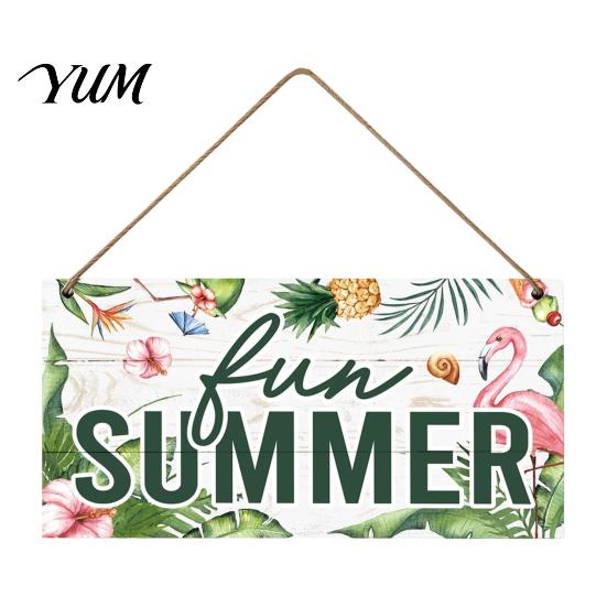 Coastal Home Decorations Summer Wooden Hanging Sign, Beach Theme Welcome Sign Front Door Decor with Wall Rope, Colorful Hanger for Seasonal Farmhouse
