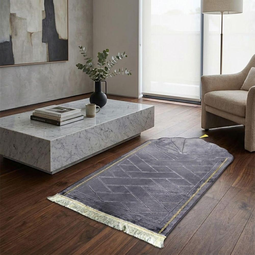 High Quality Soft Prayer Mat Gold Rimmed Thick Sponge Prayer Carpet Rug Tassel Embossed Flannel Home Carpets For Multiple Scenes