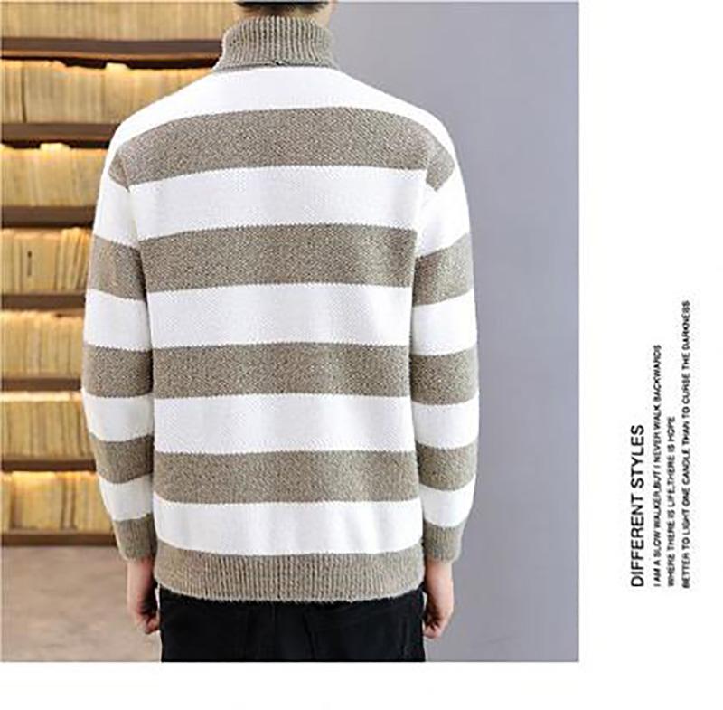 Spring and Autumn Turtleneck Sweater Bottoming Shirt Zebra Pattern Tide Brand Sweater Loose Cardigan Men's Pullover