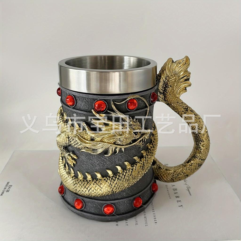 Dragon Series Beer Cup Goblet Creative Personality Mug Stainless Steel Liner Chinese Retro Cup