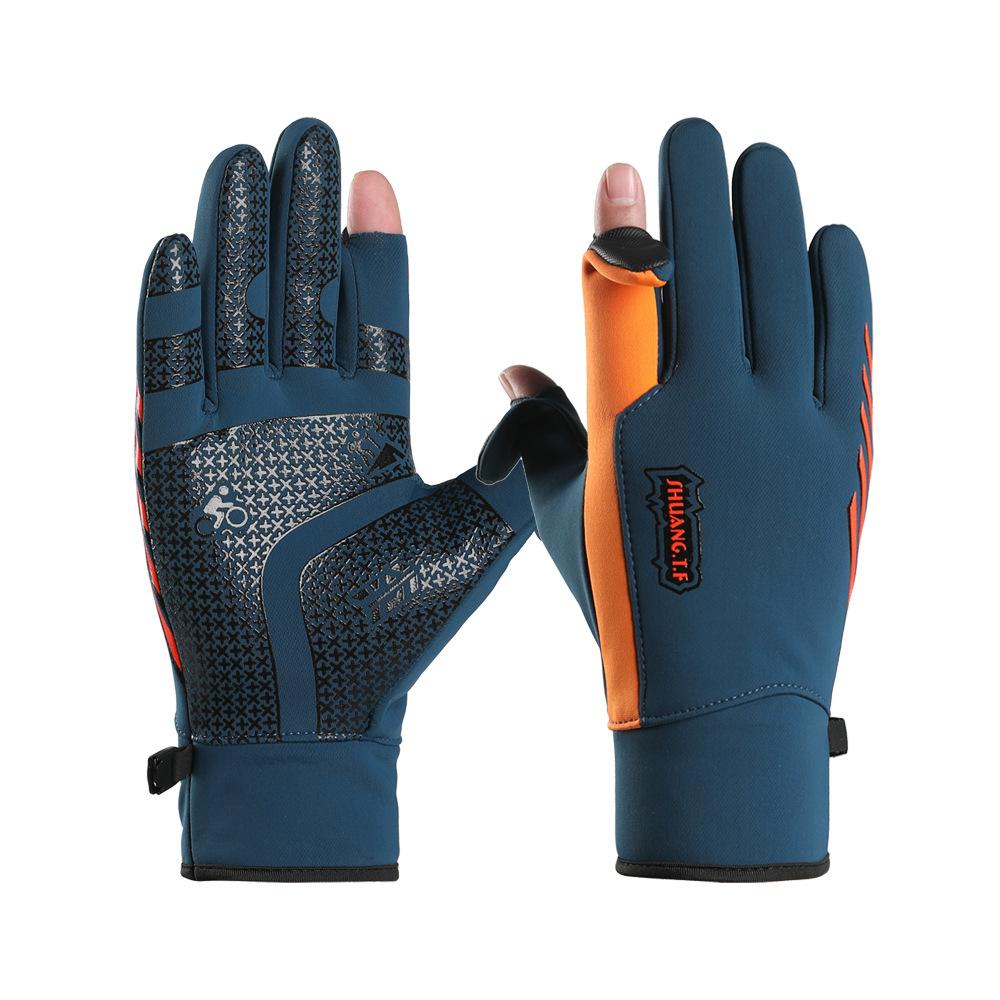 Outdoor Cycling Gloves for Men In Autumn and Winter Sports Waterproof Cold-proof Windproof Plus Velvet Thickened Touch Screen Warm Gloves