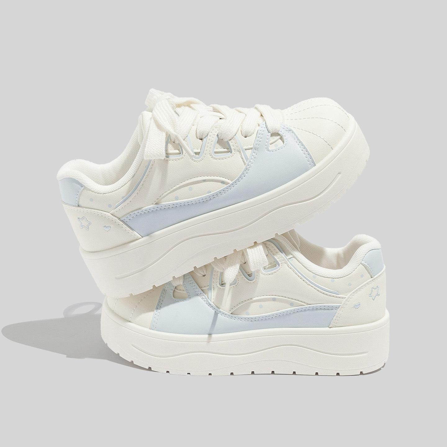 

Board Shoes - Women s Retro Casual Shoes with Thick Sole and Heightening Feature 40 бежевий/синій