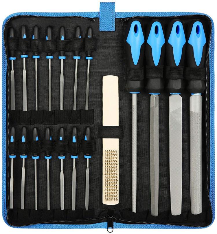17-Piece Metal File Set: Round Steel Files & Grinding Tools with Bag