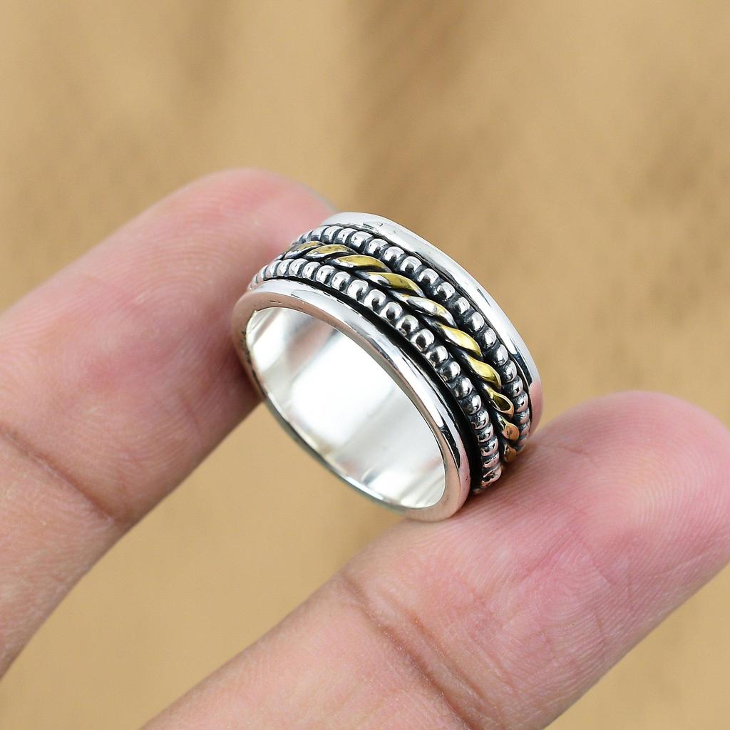 Natural No Stone Gemstone Spinner Ring Size 8.75 925 Sterling Silver Jewelry