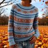 Dame Sweater Rund Hals Langærmet Patchwork Farve Pullover Toppe Løstsiddende Efterår Vinter Strik Toppe Strikvarer