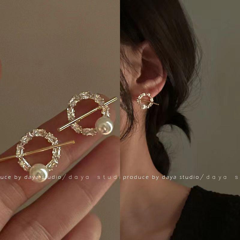 Korean Pearl Tassel Earrings with Silver Needle