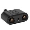 Universal Car 2 Way Cigar Lighter Splitter Charger Adapter with USB Fast Charge Port 12 24V