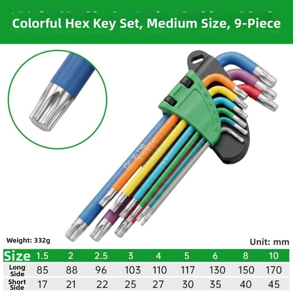 Precision Allen Wrench Set 1.5mm To 10mm Hexagon Spanner Set Heavy Duty L Wrench Kit For Machinery