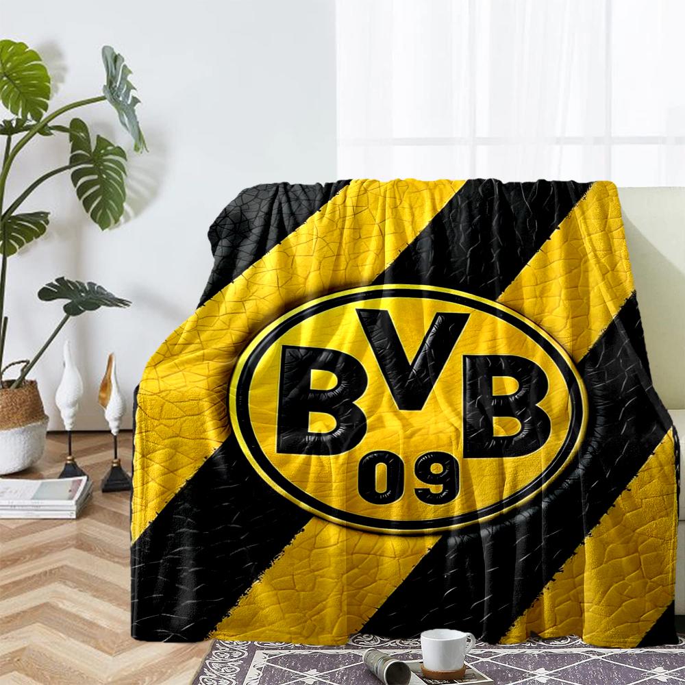 Borussia Dortmund Thema Bedruckte Decke - Perfekt für Sofa, Bett, Reisen & Outdoor-Nutzung | Maschinenwaschbar, Gemütlich & Langlebig.
