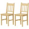 Dining Chairs Set of 2, Kitchen Chair with Slat Back, Pine Wood Structure for Living Room and Dining Room, Natural