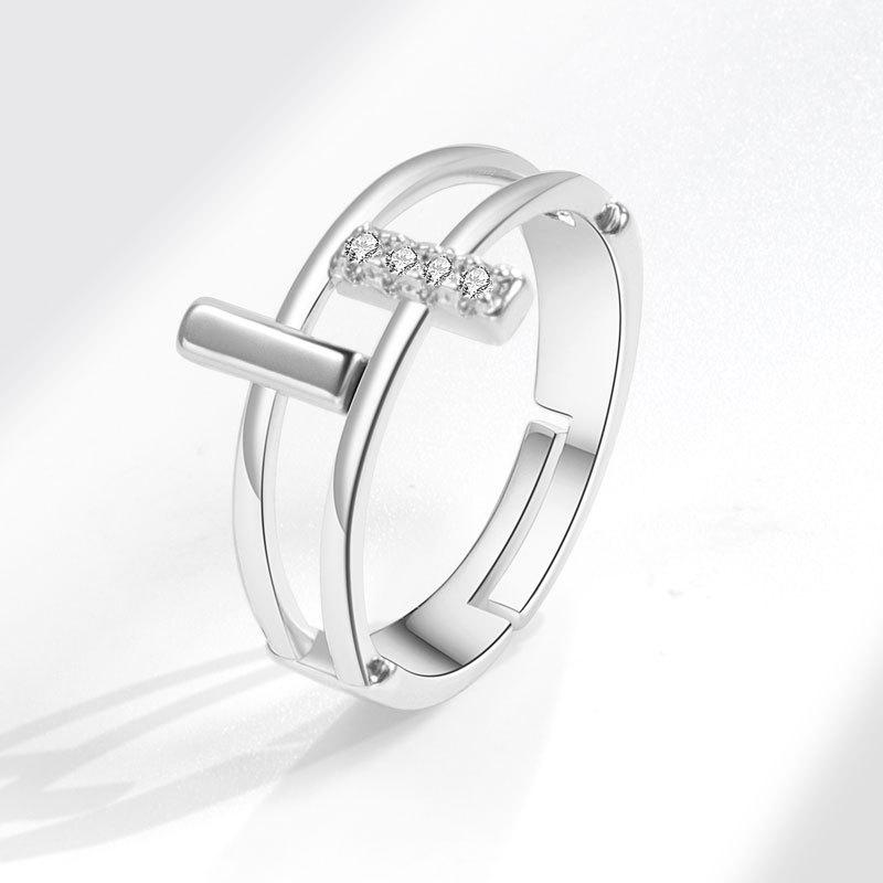 Luxury Double Layer Cross Open Ring For Women Minimalist Personalized Index Finger Zircon Stone Ring