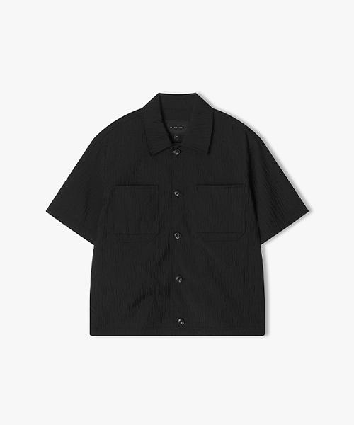 River Classy [25Ss] Llm32511 Black Crinkle Half Shacket 100