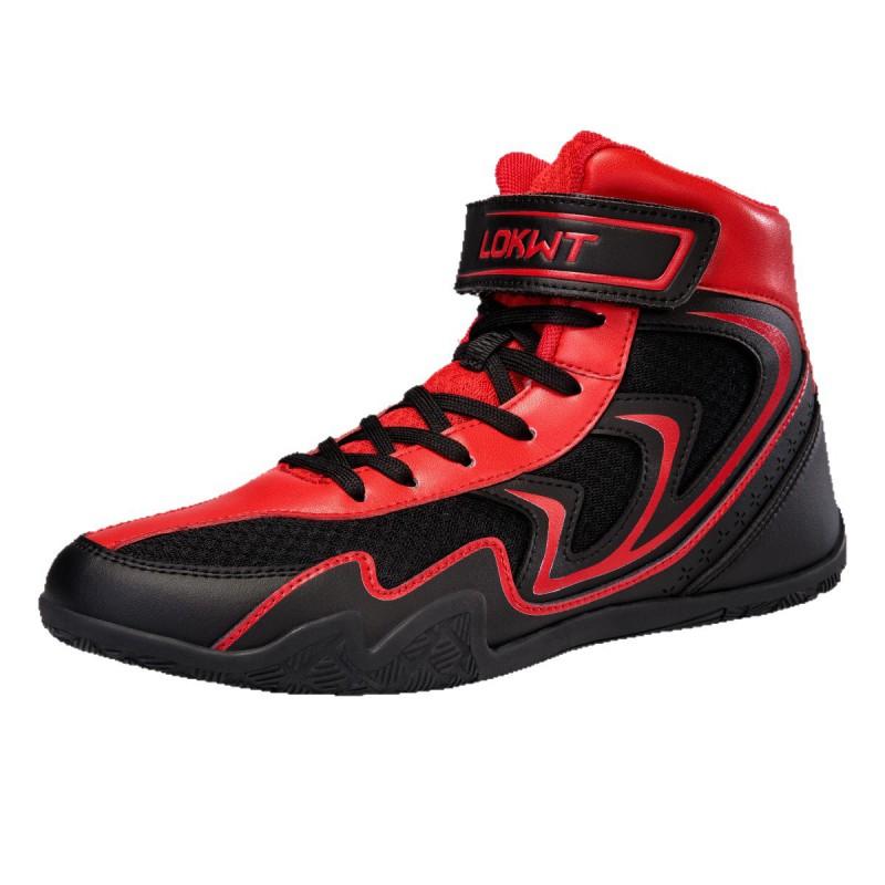 High-Top Boxing Shoes Men Women Breathable Mesh Upper Lace-Up Wrestling Sneakers Non-Slip Sport Footwear