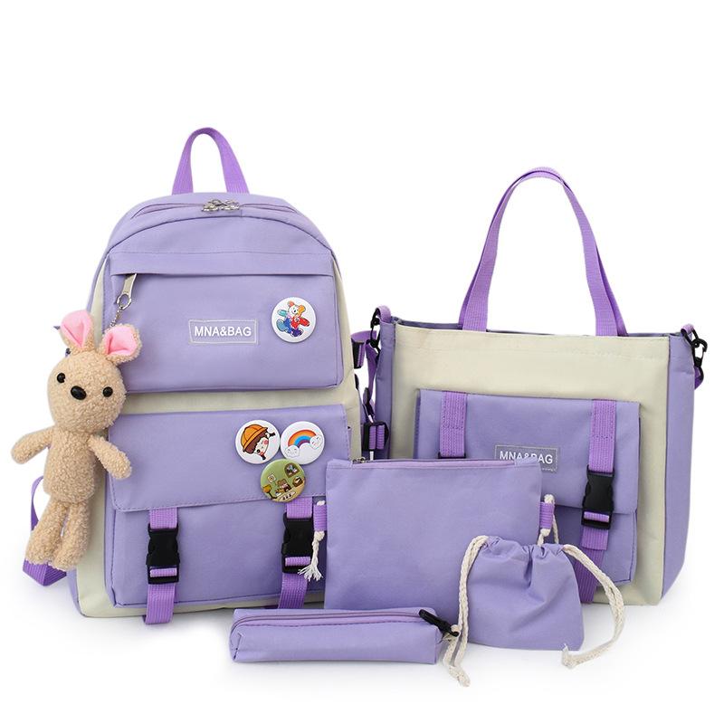 

TS JYL laptop bag,New Student Backpack 5 Sets Custom Logo Large Capacity School Bag Set OneSize фиолетовый