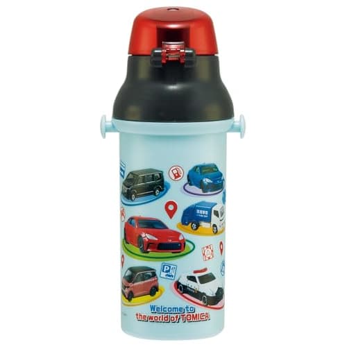 Skater Children's Water Bottle, 480ml, Direct Drinking, Plastic, One-Touch Operation, Dishwasher Safe, Made in Japan, Tomica 25, Boys', PSB5SANAG-A