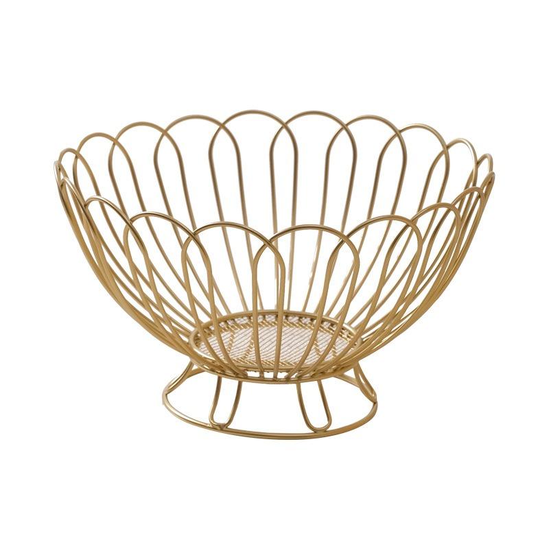Simple Modern Iron Fruit Basket Drainable Fruit Bowl Snacks Bread Storage Household Tabletop Food Display Container Organizer