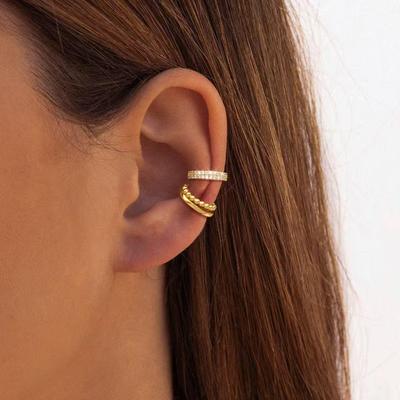 High-End Zircon Inlaid Twisted Ear Clips - Women's Luxury Earrings Set