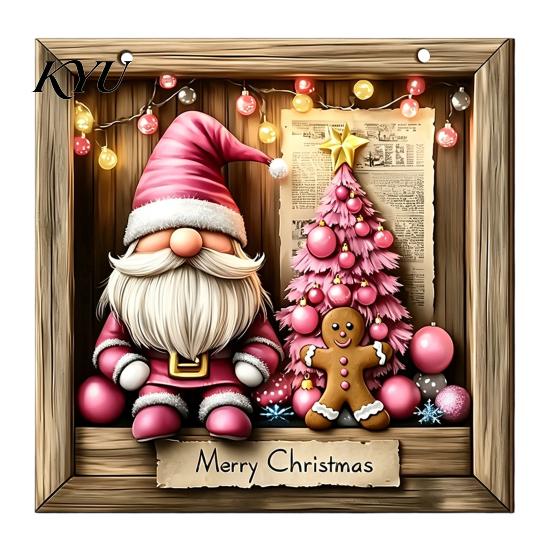 Natural Wood Holiday Accents Wooden Christmas Hanging Pendant, Snowman/Santa Claus/Gnome Ornament with Tree Ornaments Hemp Rope for Indoor Outdoor