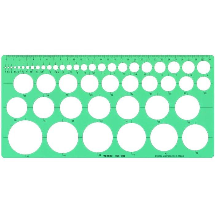 Template Ruler Circle Ruler for Drafting 152x315x1mm 1- 50 2-Step Cut Made In Japan TriTech 003-001 Length 315mm, Width 152mm