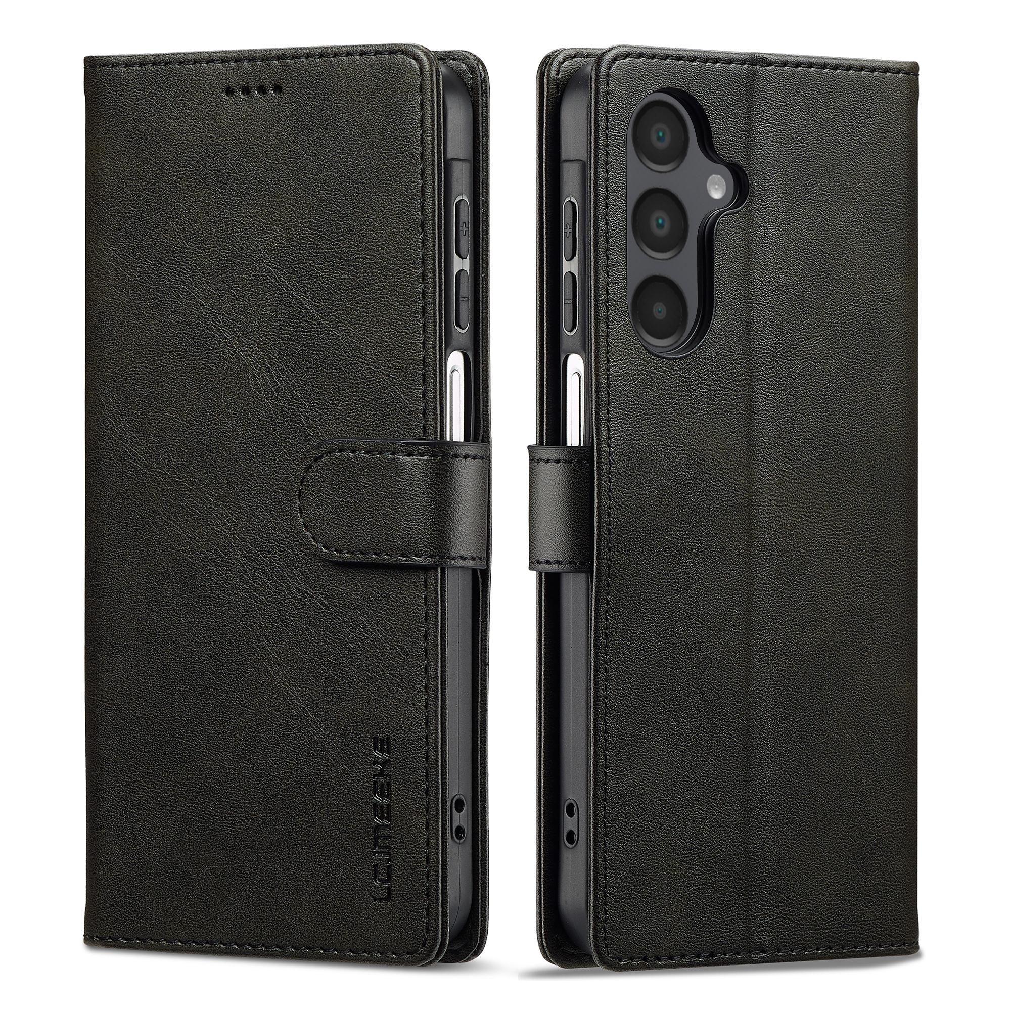 LC.IMEEKE Wallet Case for Samsung Galaxy A17 A16 A15 A14 A13 A12 A33 A53 A34 A55 A56 A37 A57 Magnetic Flip PU Leather Card Stand Cover For Samsung Galaxy A17 5G чёрный