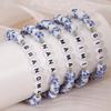 Porcelain Beaded Bracelet Gift - Blue & White Letter Design, Trendy Retro Style for NANA MAMA.