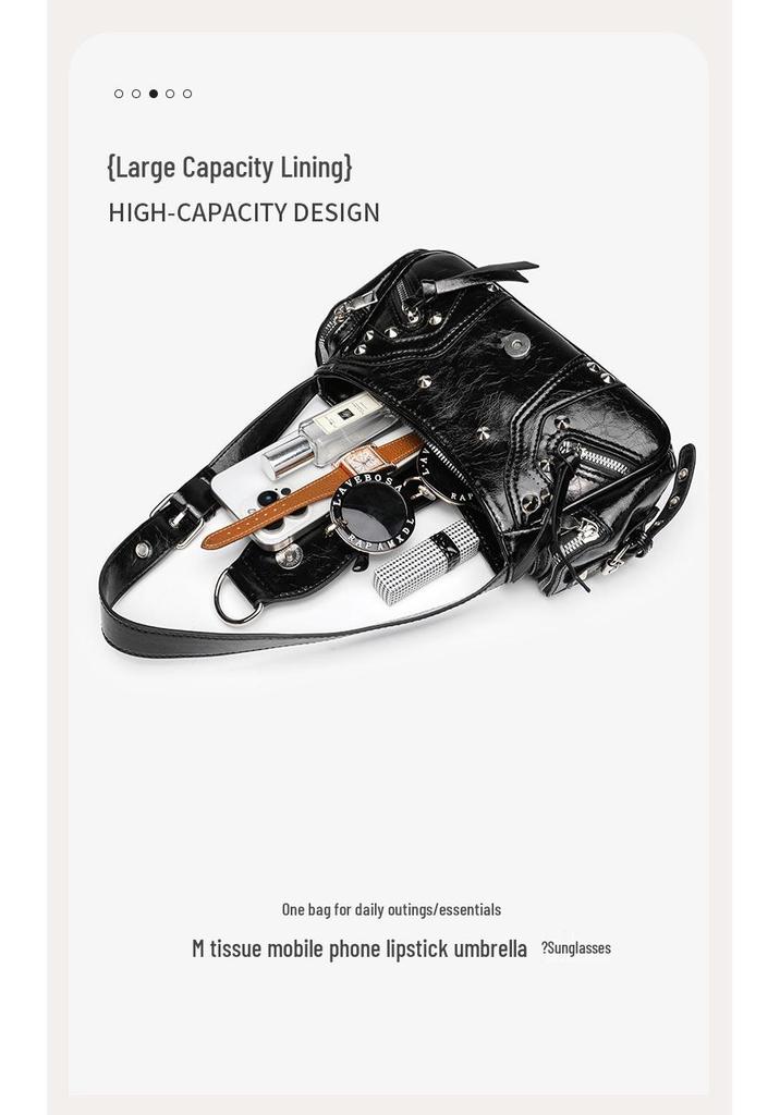 2026 Amerikanische Retro Y2K Mode Handtasche: Pendel-Einschulter-Umhänge-Motorradtasche