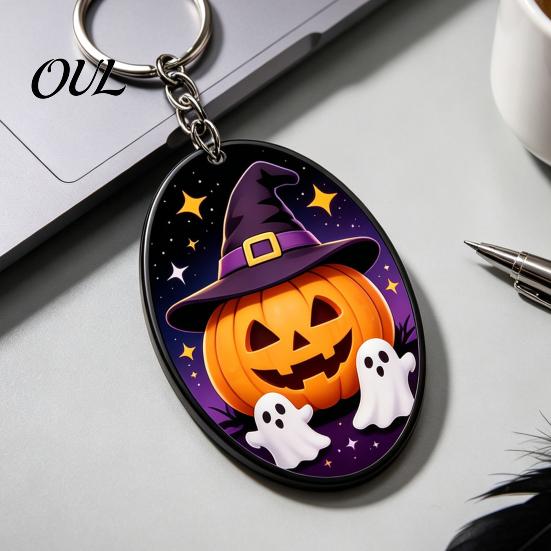 Halloween Acrylic Keychains Ghost Pumpkin Keychain, Cartoon Car Key Bag Pendants Ring Pendant, Decorative Charm Accessory for Handbags Backpacks Theme