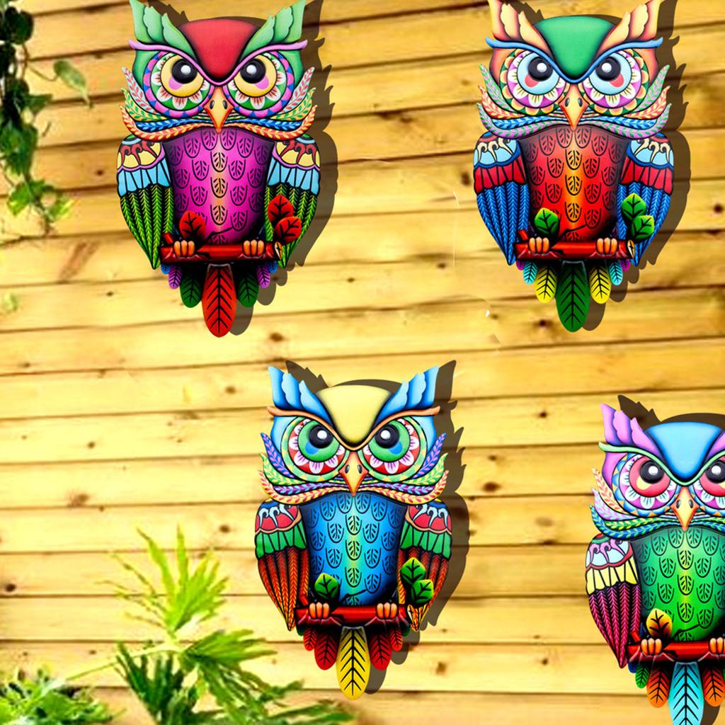 Metal Owl Wall Decorations Outside Garden Decoration Wall Statue Owl Wall Figurine Iron Material for Garden Fence Lawn
