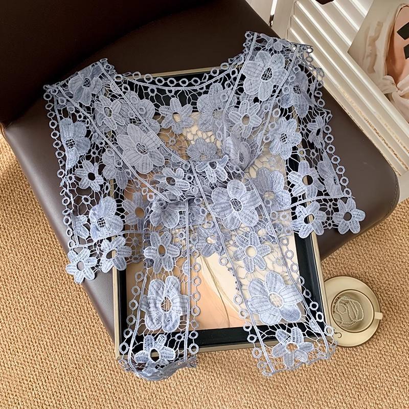 Perfect Match White Lace Shawl Fake Collar Women Detachable Collars For Women Black False Collar Floral Lolita Lapel Shawl Wrap Tie Decoration