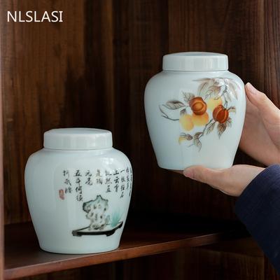 Große Keramik Teedose Blumenmuster Tieguanyin Behälter Reise Teedose Versiegelte Teedose Gewürz Kaffee Keks Vorratsbehälter
