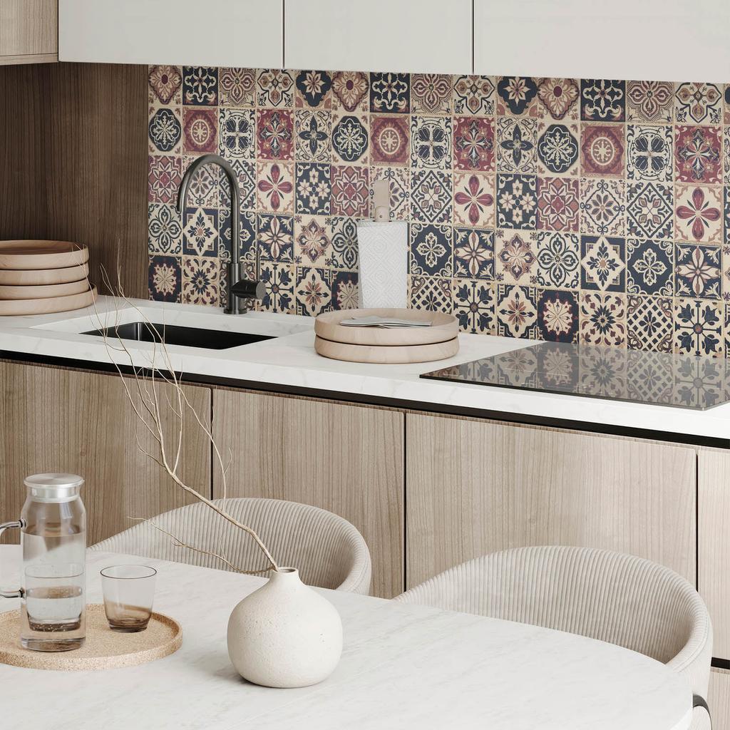 Decorative Vinyl Wall Panel with Print 100x50 Cm Mosaic Tile Patterns