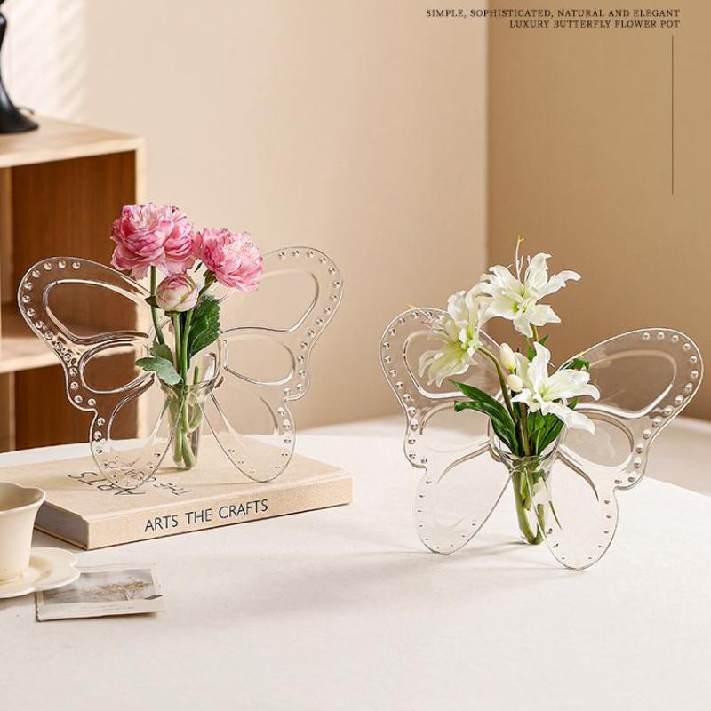 Transparante Vlinder Acryl Bloemenvaas Driedimensionale Bloemstukaccessoires Vlinder Vaas Huisdecoratie