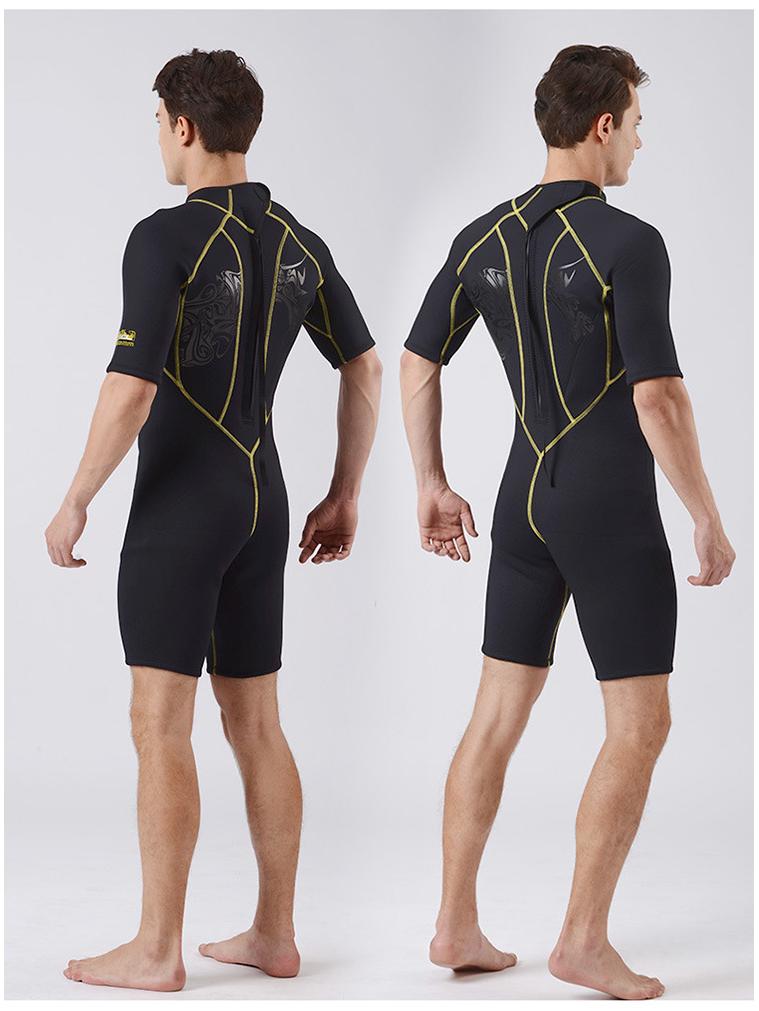 SLINX Men's 3mm Short Sleeve Wetsuit with Back Zipper, High-Quality Fabric for Warm Scuba Diving