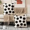 2PCS Black And White Polka Dot Pattern Cushion Covers Sofa Living Room Home Decor Short Plush Fabric with Zipper Pillowcases
