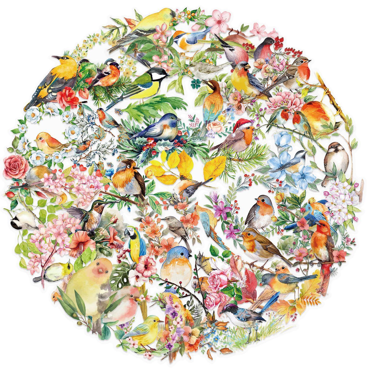 

50 Прозрачных Наклеек Акварельные Птицы Водонепроницаемые Прозрачные ПЭТ Ручной Материал Декоративные Гитара Блокнот