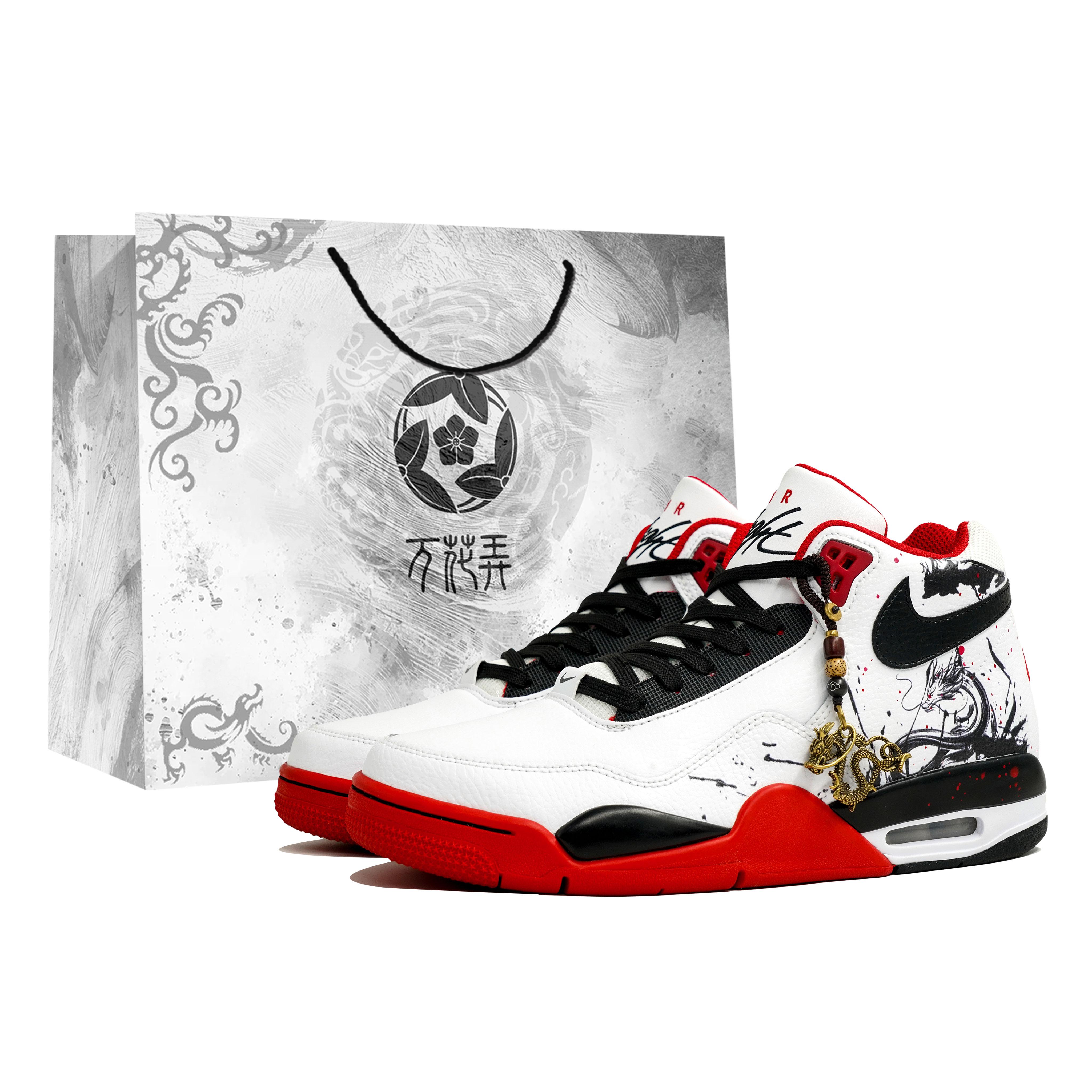 

Nike Flight Legacy Vintage Basketball Shoes Unisex Mid Top Black/Red BQ4212-100(Team1023-S-BOX) 40.5