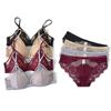 Set reggiseno a triangolo sexy in pizzo patchwork in rete leggermente foderato reggiseno senza fili per seni piccoli set slip intimo donna lingerie