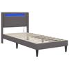 Bed Frame with LED Light Strips Gray 80 X 200 Cm Faux Leather