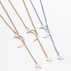 Women's Temperament Star & Moon Pendant Necklace - Stainless Steel Double Clavicle Chain