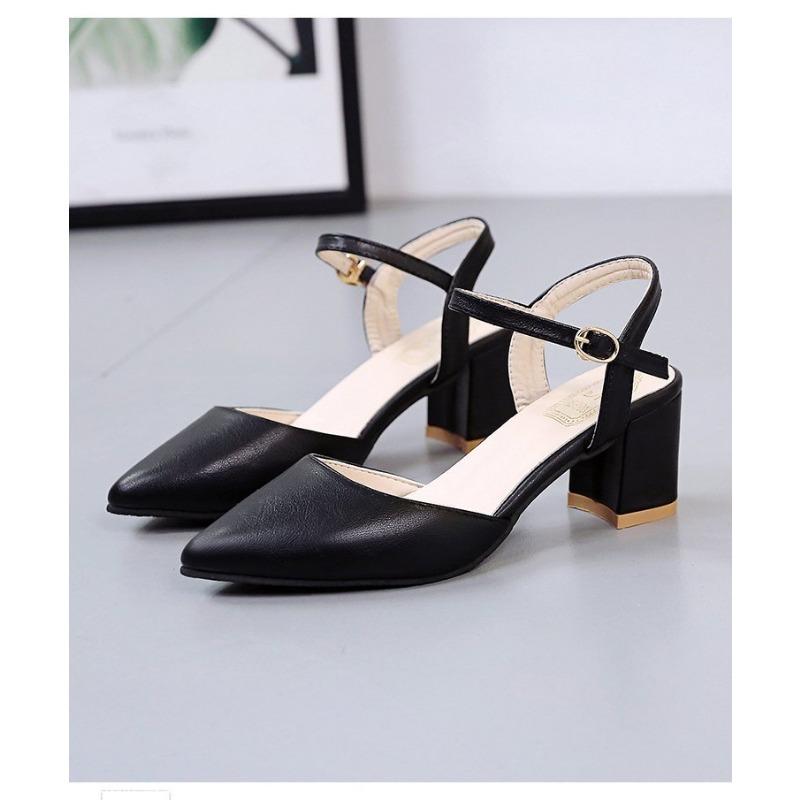 Baotou, Sandalias, Zapatos de Mujer, Punteras Puntiagudas, Correas Rectas con Hebilla, Tacones Gruesos, Zapatos Individuales, Tacones Altos