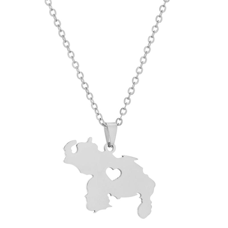 

Vintage Venezuela Map Necklace Simple Flag Symbol Necklace Jewelry Stainless Steel Country Outline Pendant Necklace