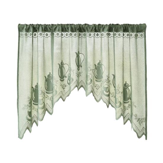 Perdea Semi-dantelată, Structură de Ridicare Reglabilă, Perdea Transparentă cu Broderie Florală, Plasa de Protecție Anti-praf, Perdea de Cafea