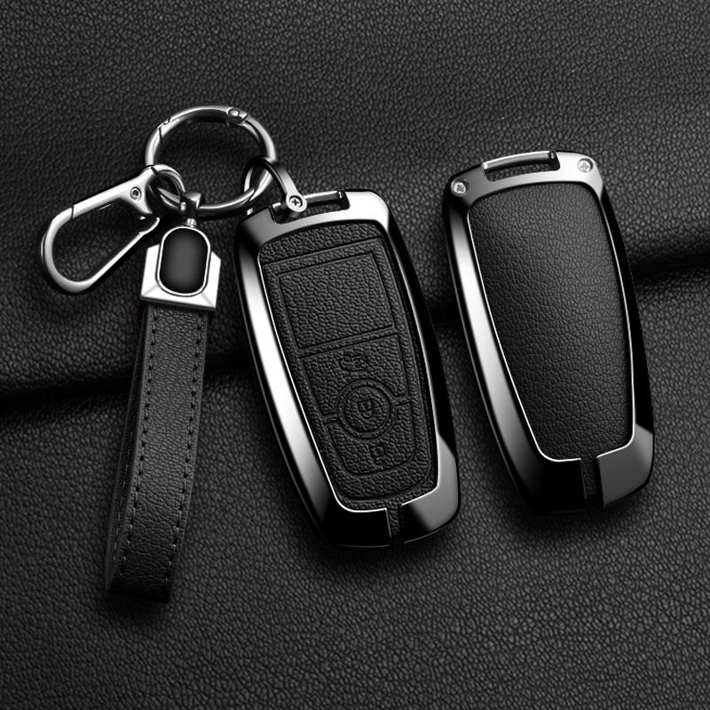 Zinc Alloy Leather For Lincoln Corsair Nautilus Aviator Navigator Continental Car Key Case Shell Keychain Keyring Car Key Cover